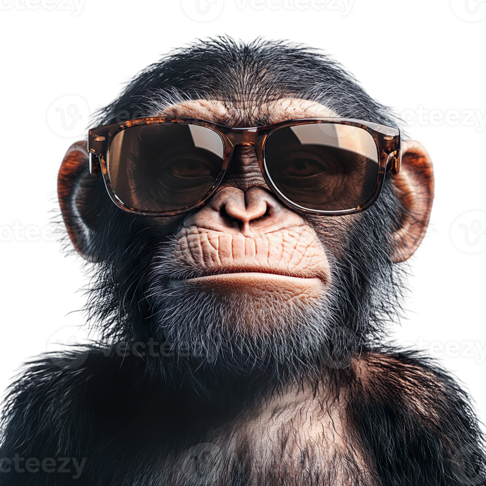 Monkey with sunglasses isolated on transparent background png