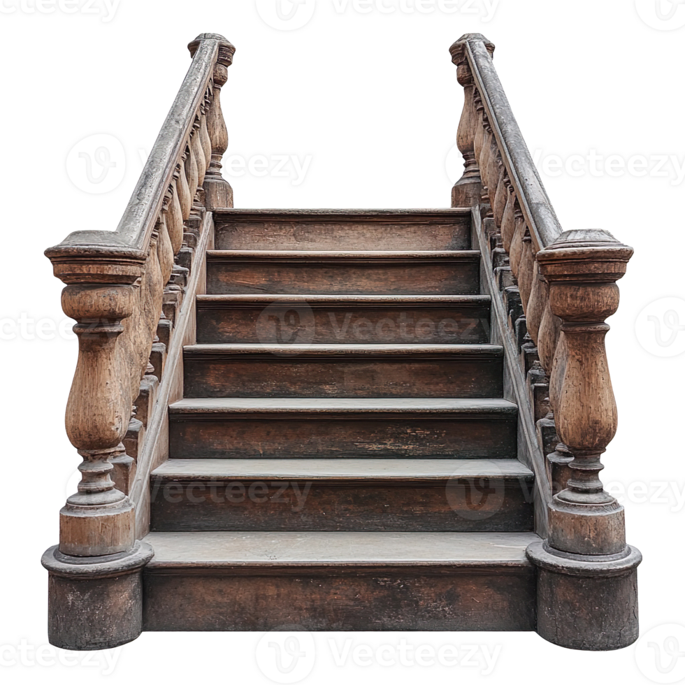 old staircase isolated on a transparent background png