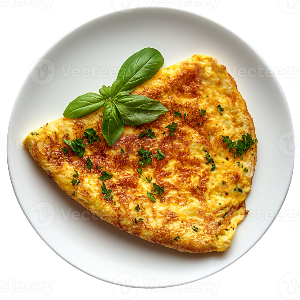 omelet on a white plate isolated on transparent background png
