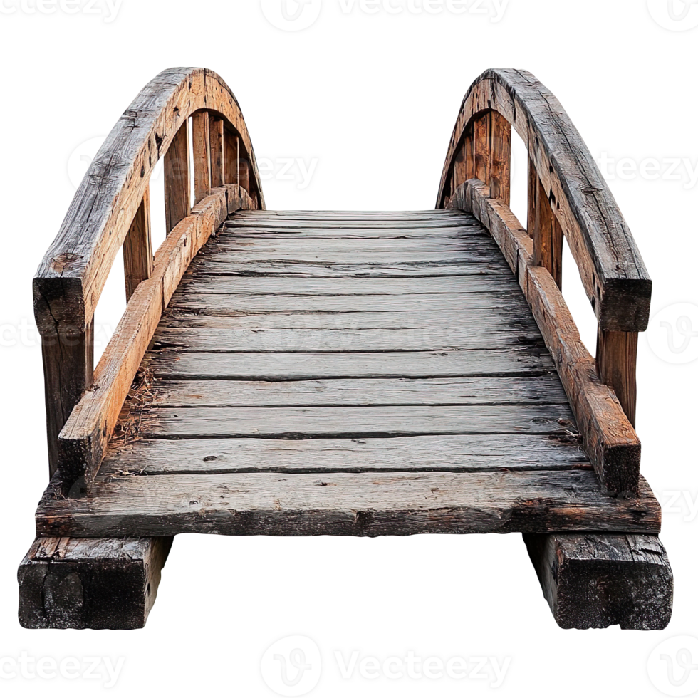 old wood bridge isolated on transparent background png