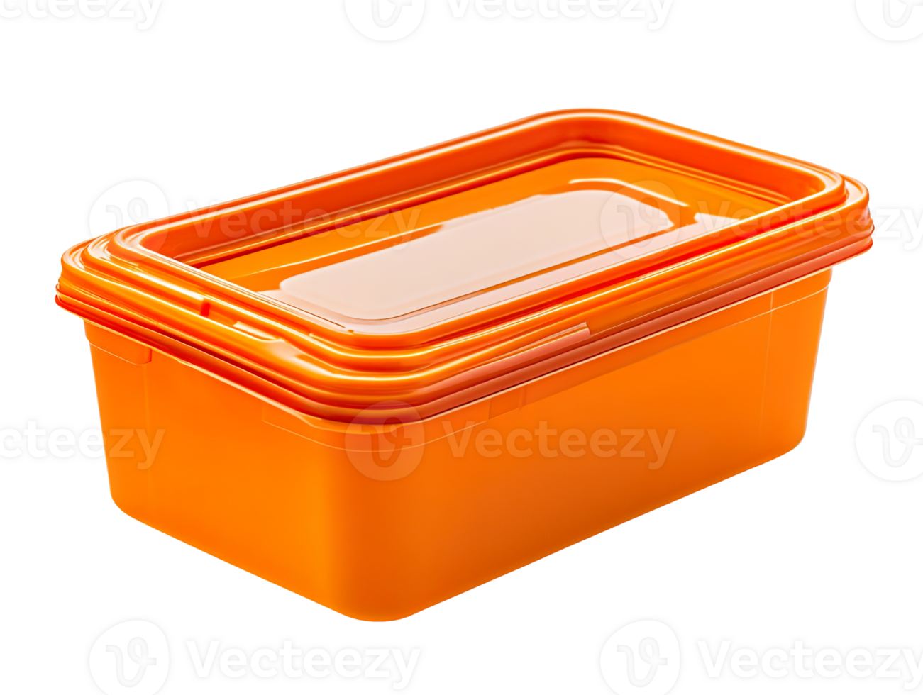 Orange plastic food container isolated on transparent background png