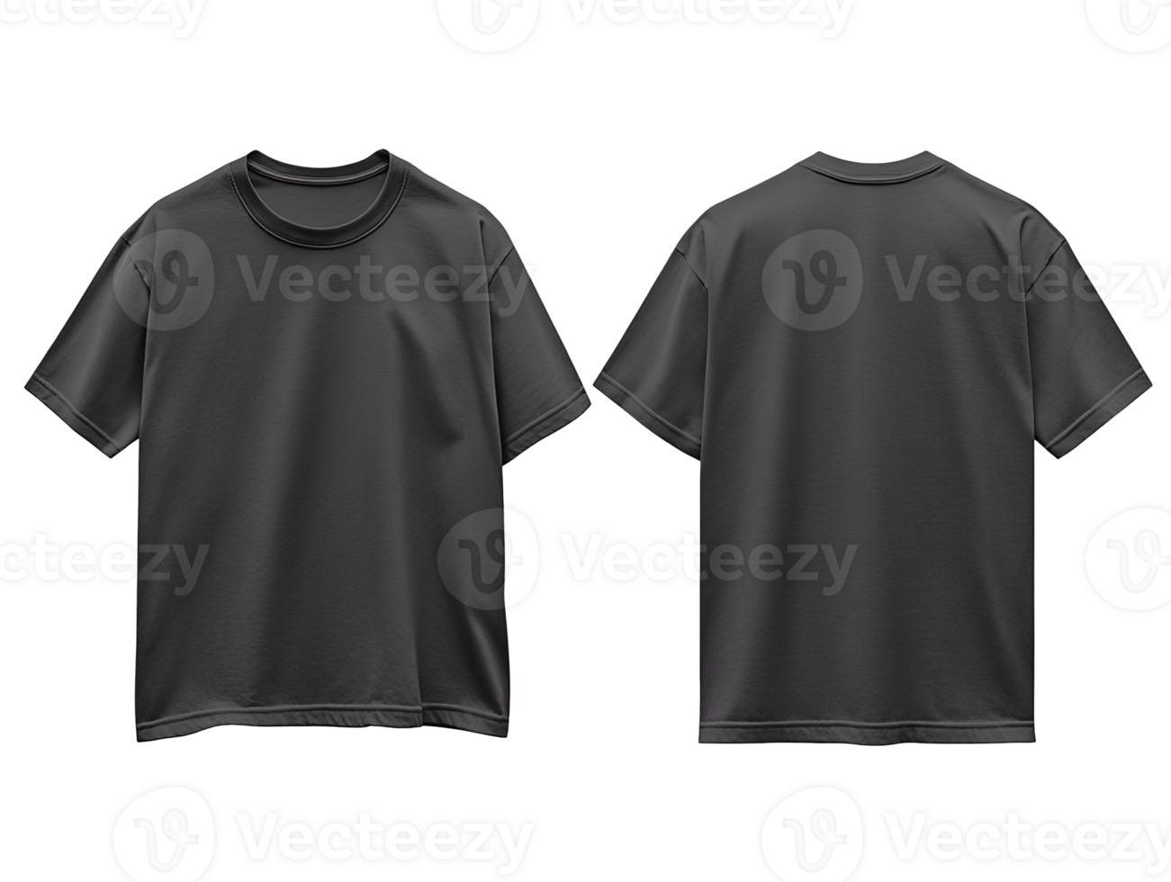 Oversize asphalt t-shirt front and back isolated on transparent background png