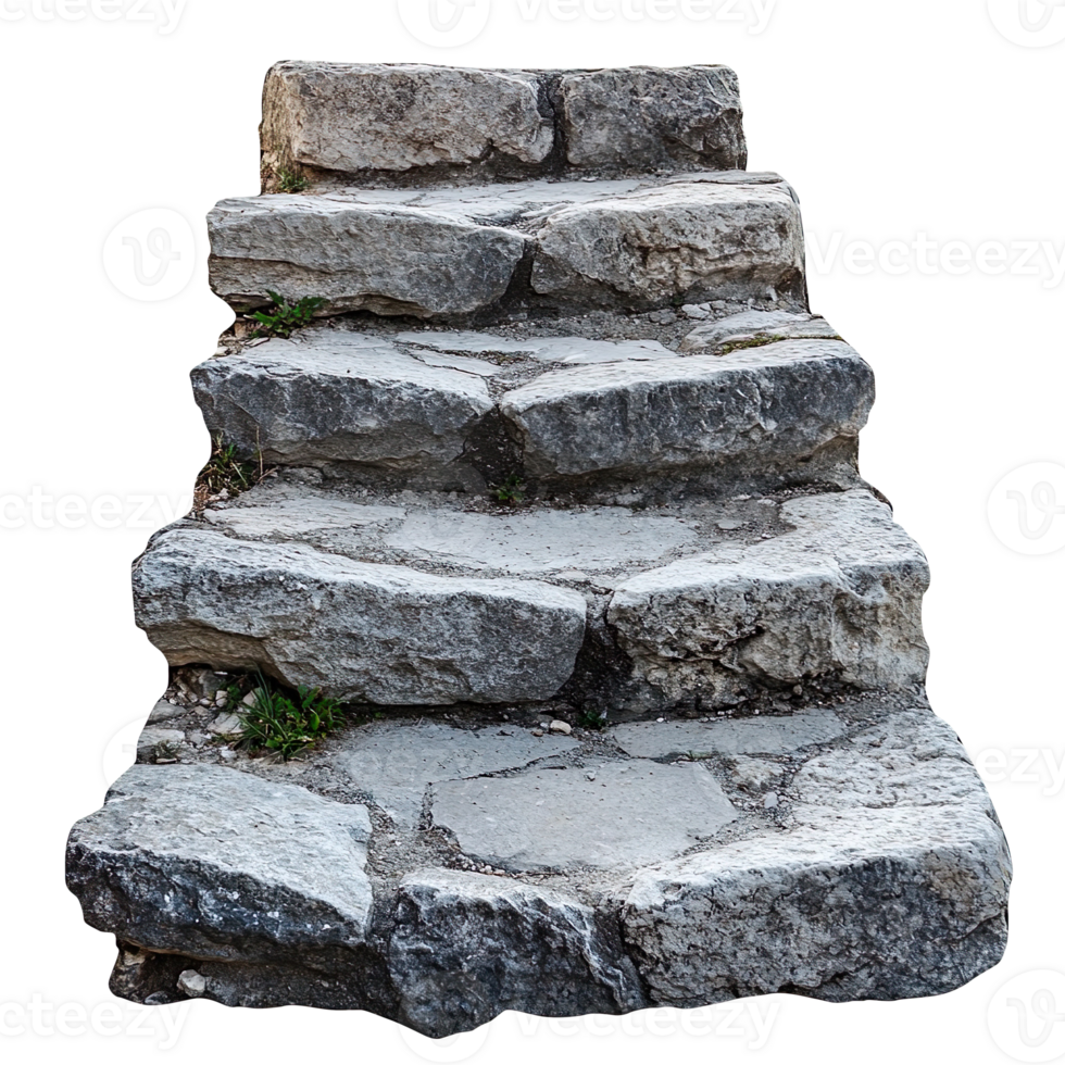 old stone steps isolated on transparent background png