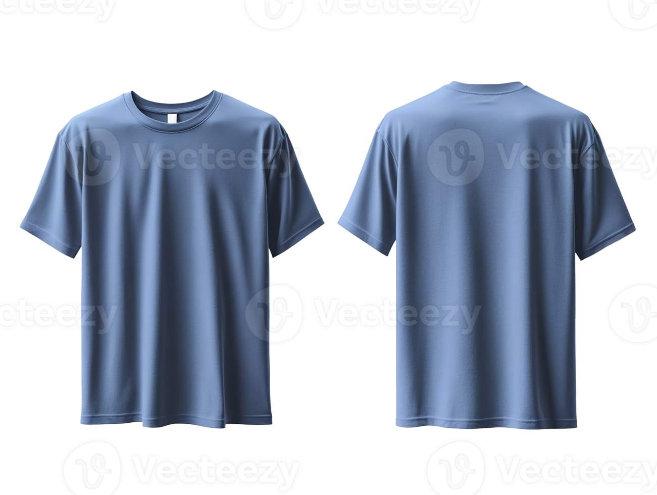 Oversize dusty blue t-shirt front and back isolated on transparent background png