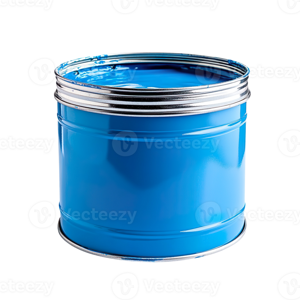 Paint can with blue paint isolated on transparent background png