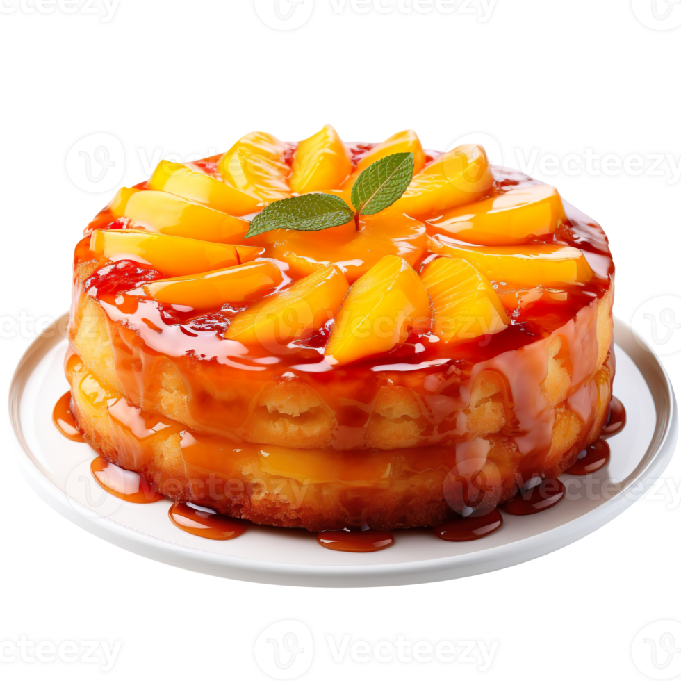 Peach cake isolated on transparent background png