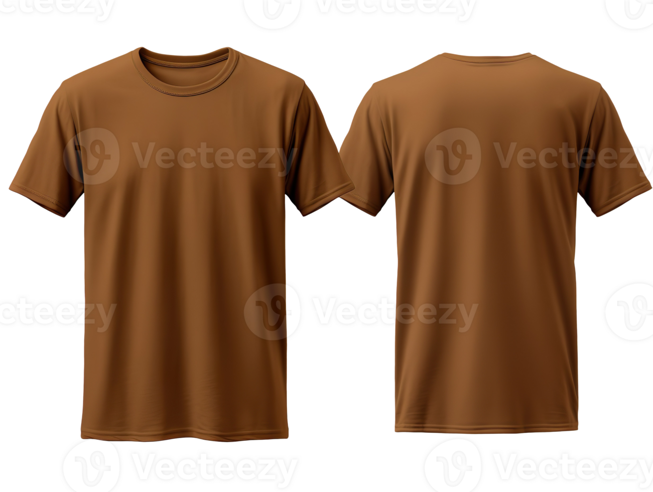 Pebble brown men's classic t-shirt front and back isolated on transparent background png