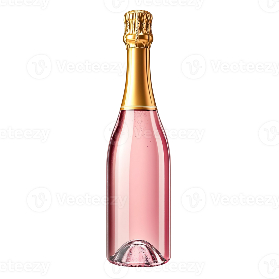 Pink champagne bottle isolated on transparent background png