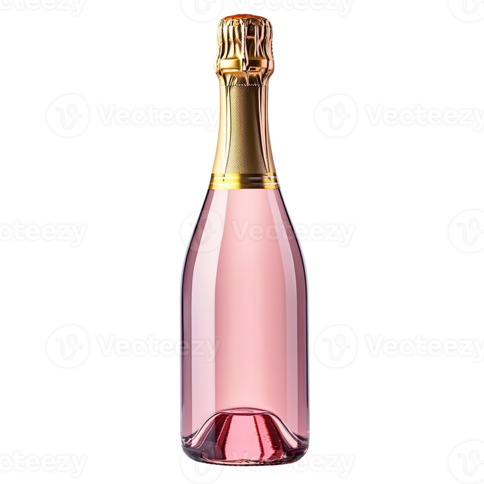 Pink champagne bottle isolated on a transparent background png