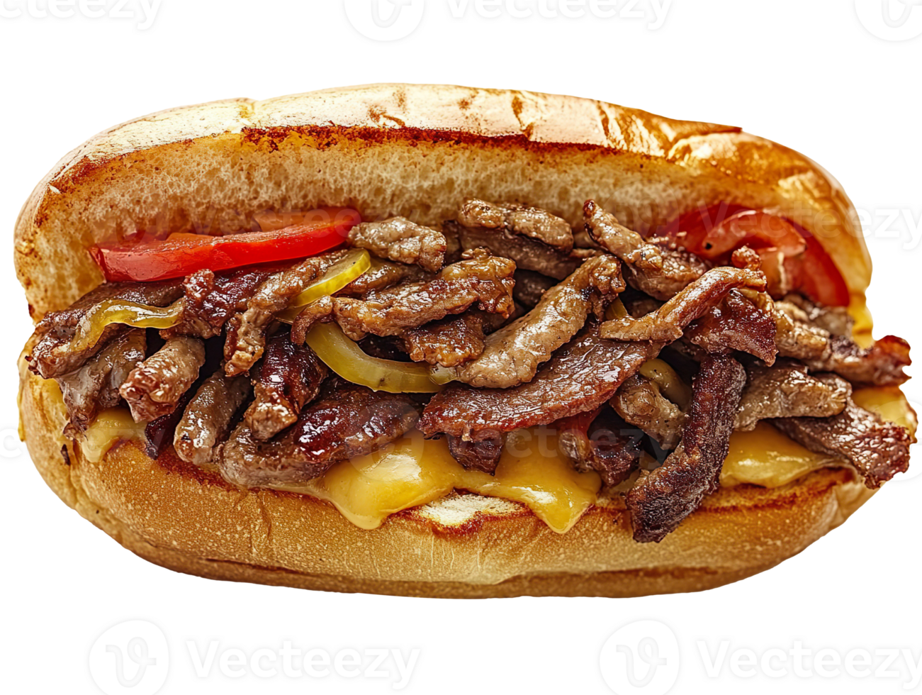 Philly cheesesteak sandwich isolated on transparent background png