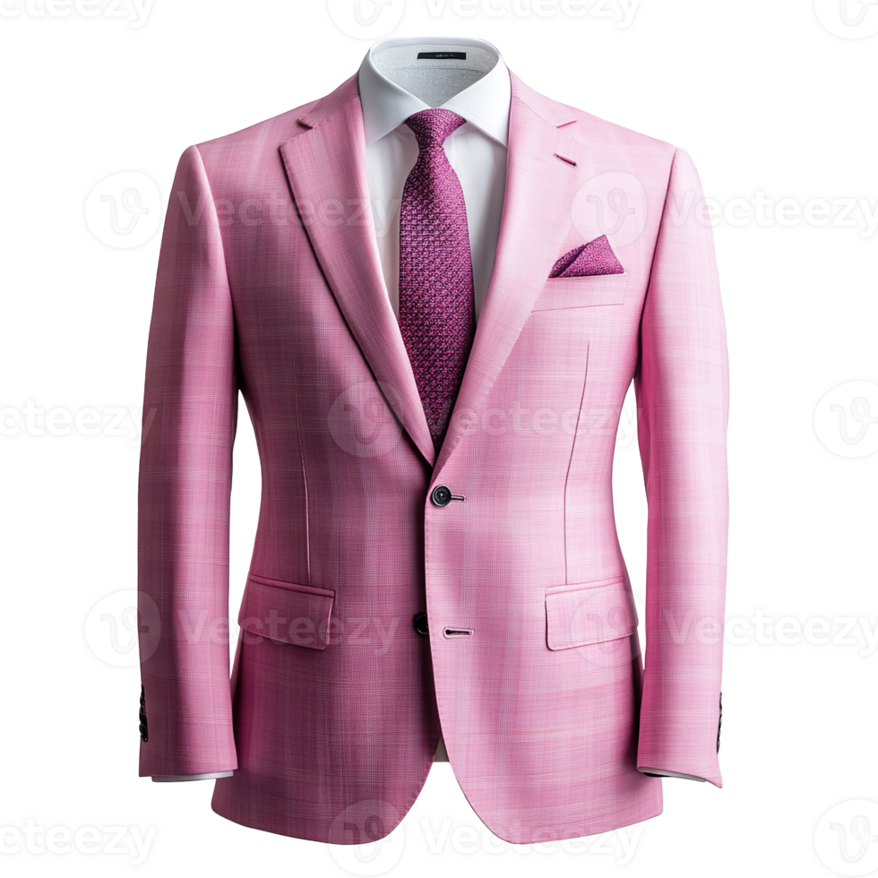 Pink Men's Formal Suit isolated on transparent background png