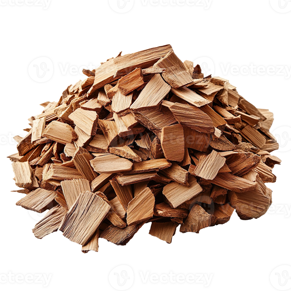 Pile of wood chips isolated on transparent background png
