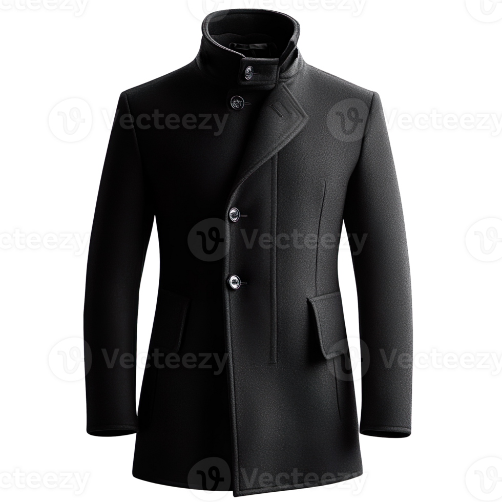 Pitch Black Overcoat isolated on transparent background png