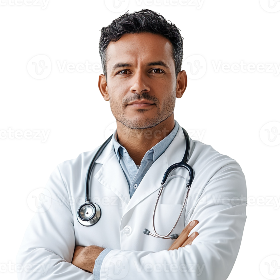 Portrait of a male doctor isolated on a transparent background png