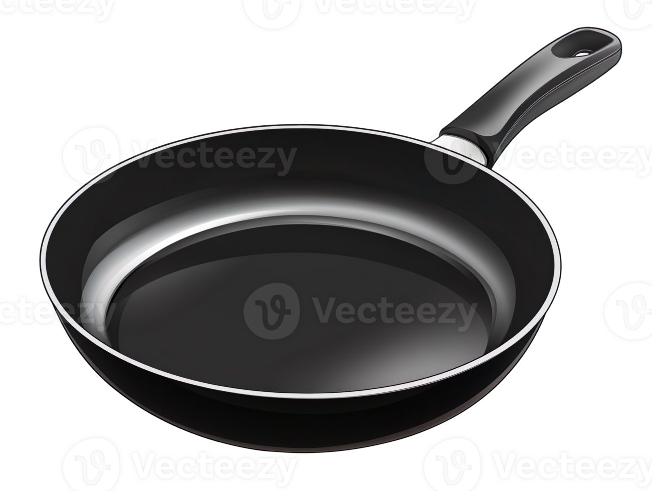premium black pan for kitchens isolated on transparent background png