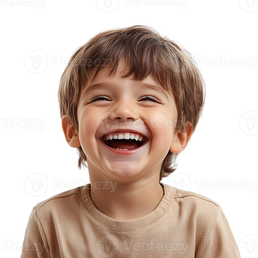 Portrait of a happy kid laughing isolated on transparent background png