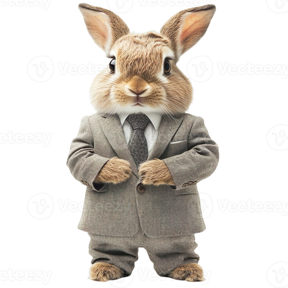 rabbit businessman in suit isolated on transparent background png
