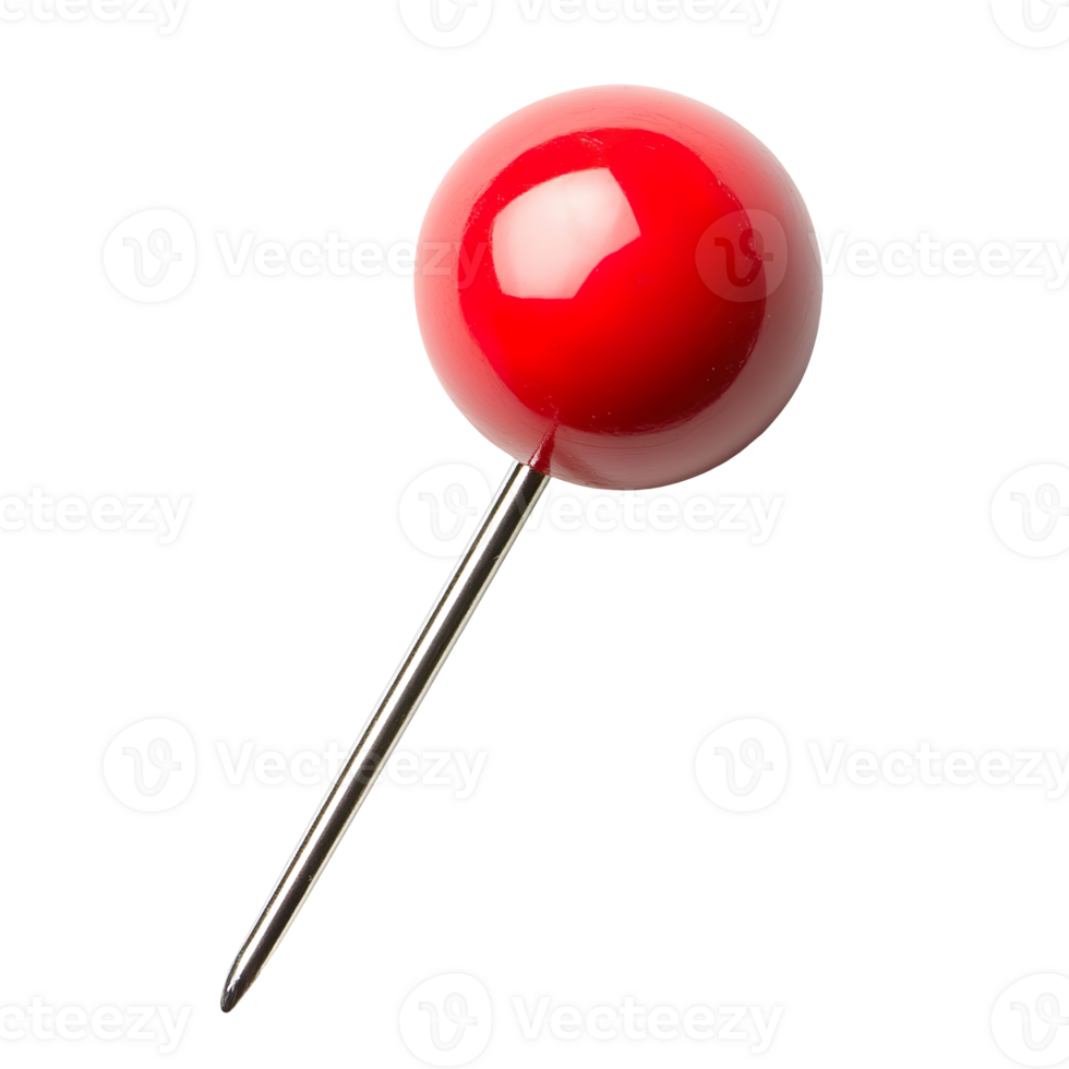 Red pin, push pin isolated on transparent background png