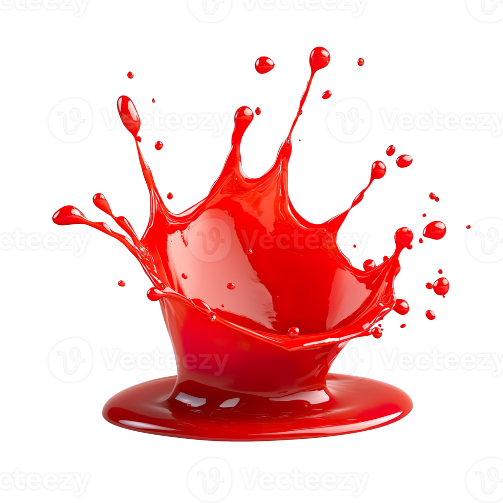 Red Ketchup Splashes isolated on transparent background png