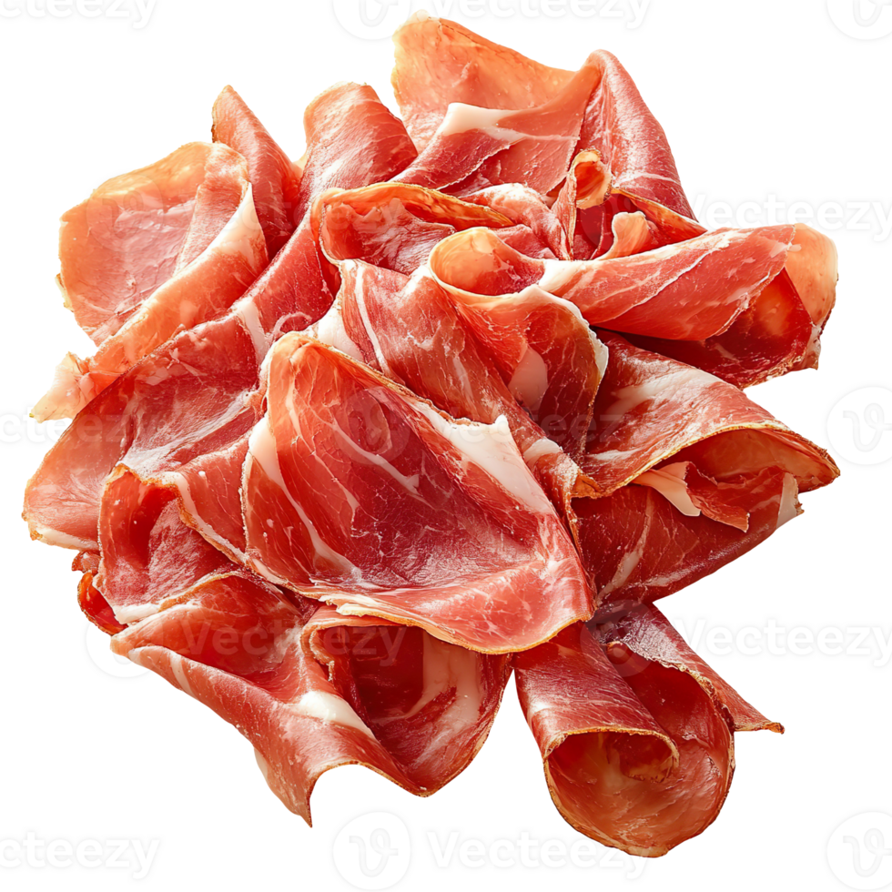 Prosciutto slices isolated on transparent background png