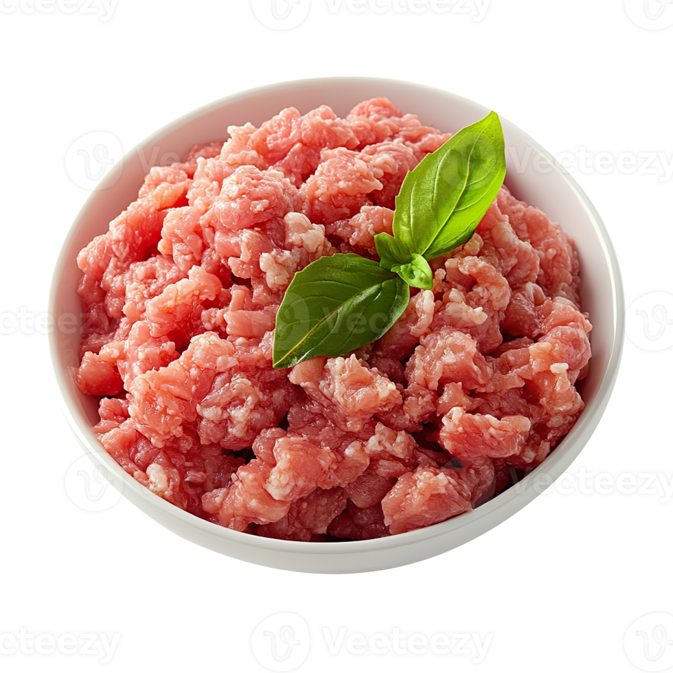 Raw minced chicken meat isolated on transparent background png