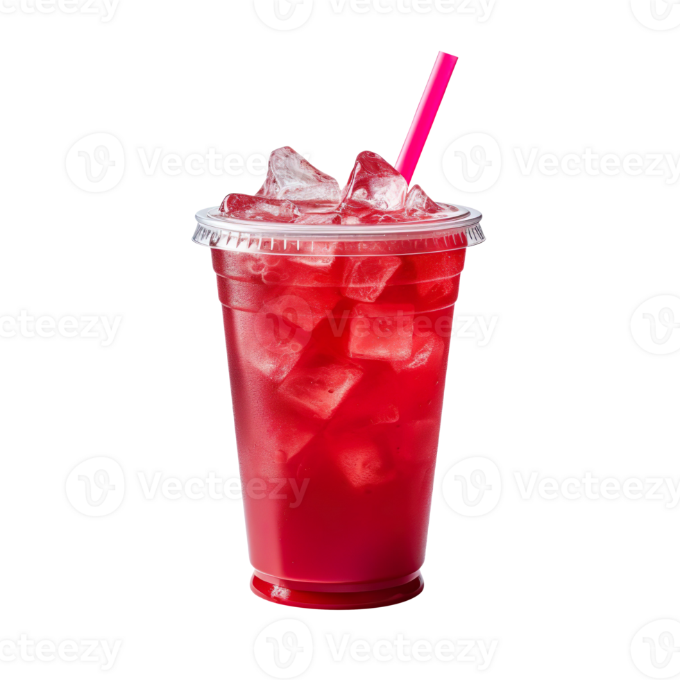 Red drink in a plastic cup isolated on transparent background png