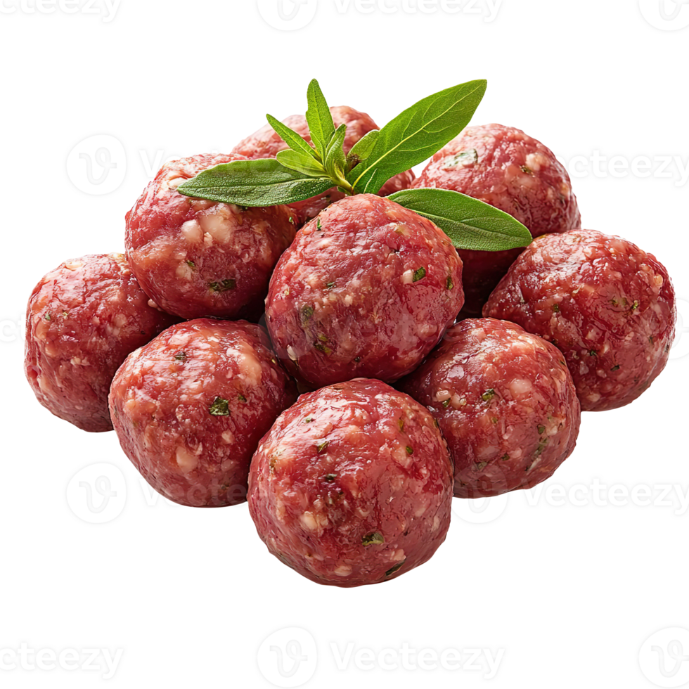 Raw meatballs isolated on transparent background png