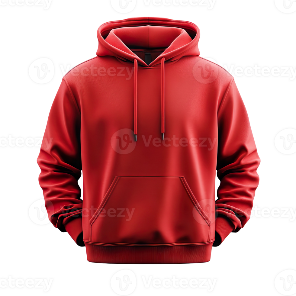 Red hoodie jacket mock up isolated on transparent background png