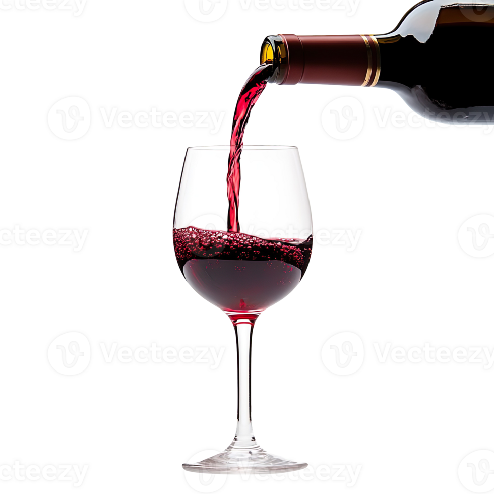 Red Wine Being Poured into Glass isolated on transparent background png