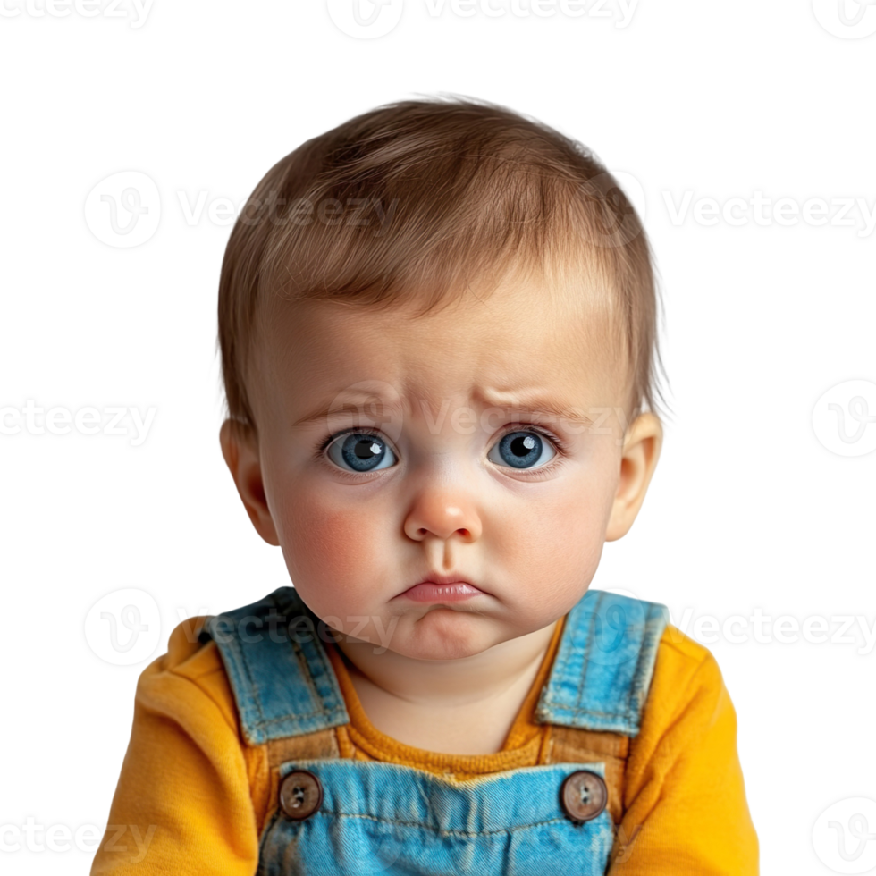 Sad baby isolated on a transparent background png