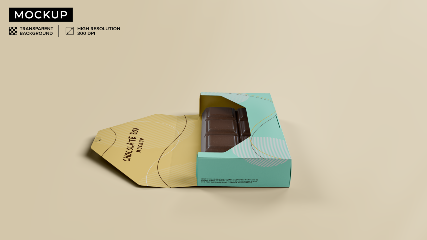 chocolate tablet case mockup, side view psd