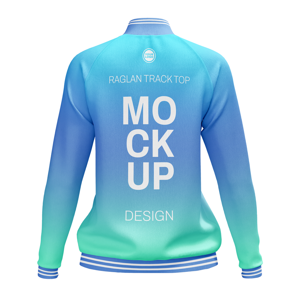 Back view womens trak top raglan sleeve jacket psd