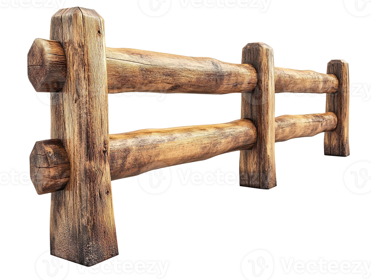Rundown Wooden Guardrail isolated on transparent background png