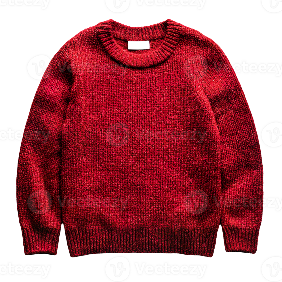 Red wool sweater isolated on transparent background png
