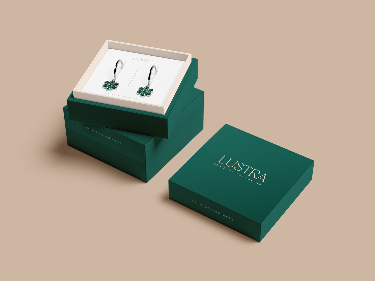 Jewelry Box Packaging Mockup with Earring psd