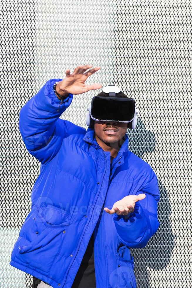 A man wearing a blue jacket photo