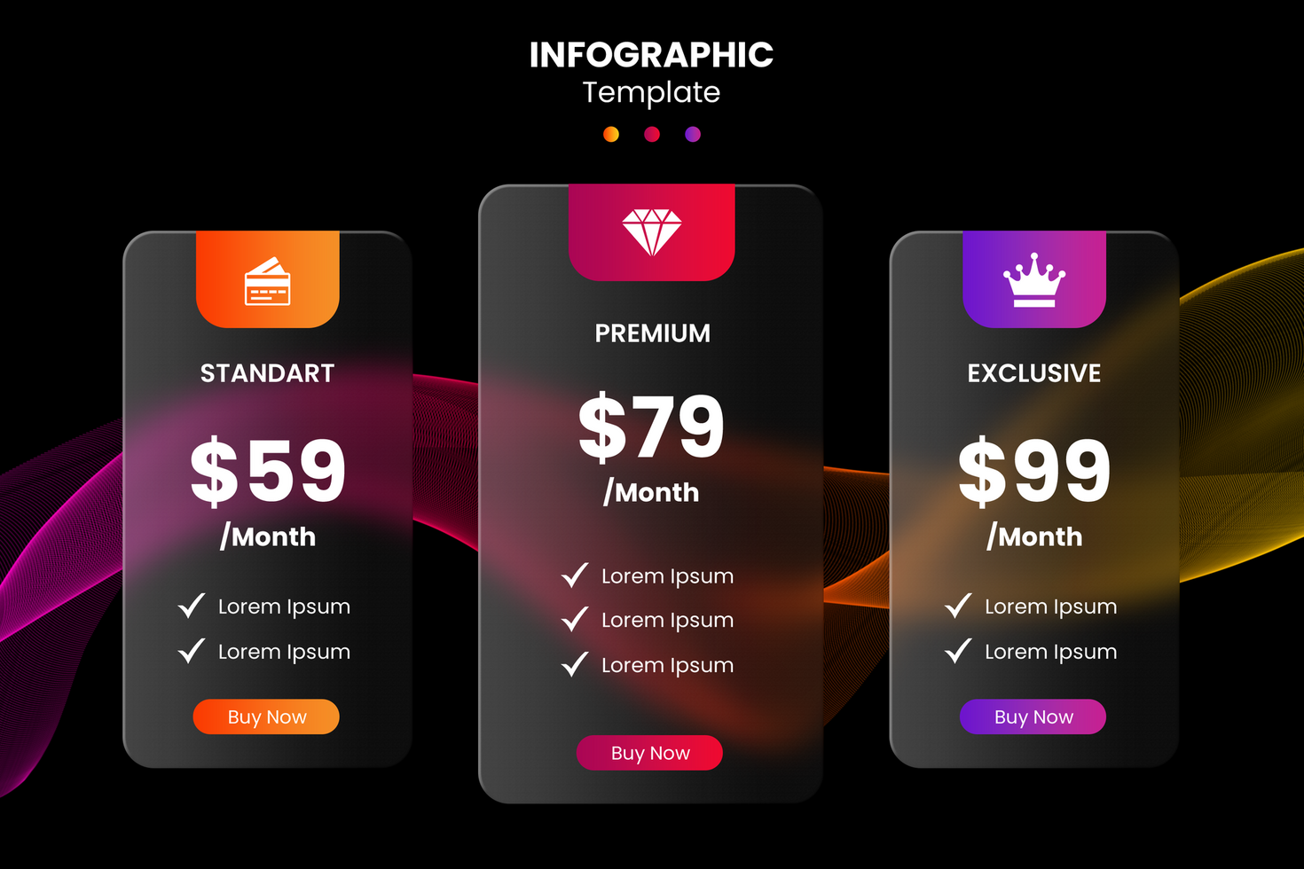 pricing plan list glassmorphism design psd