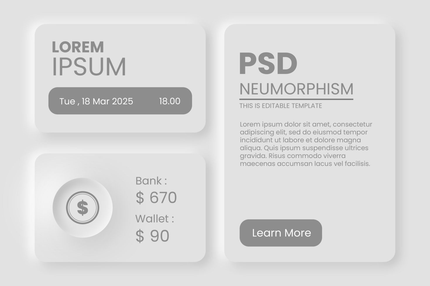 neumorphism bento design ui psd