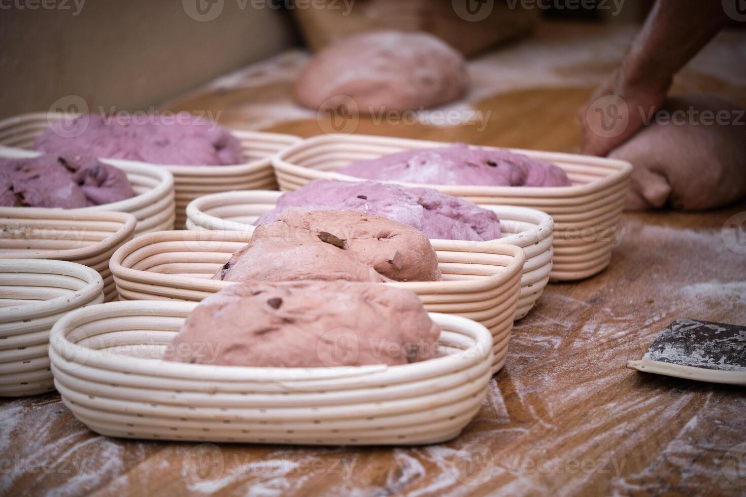 Basket of doughs on a table photo