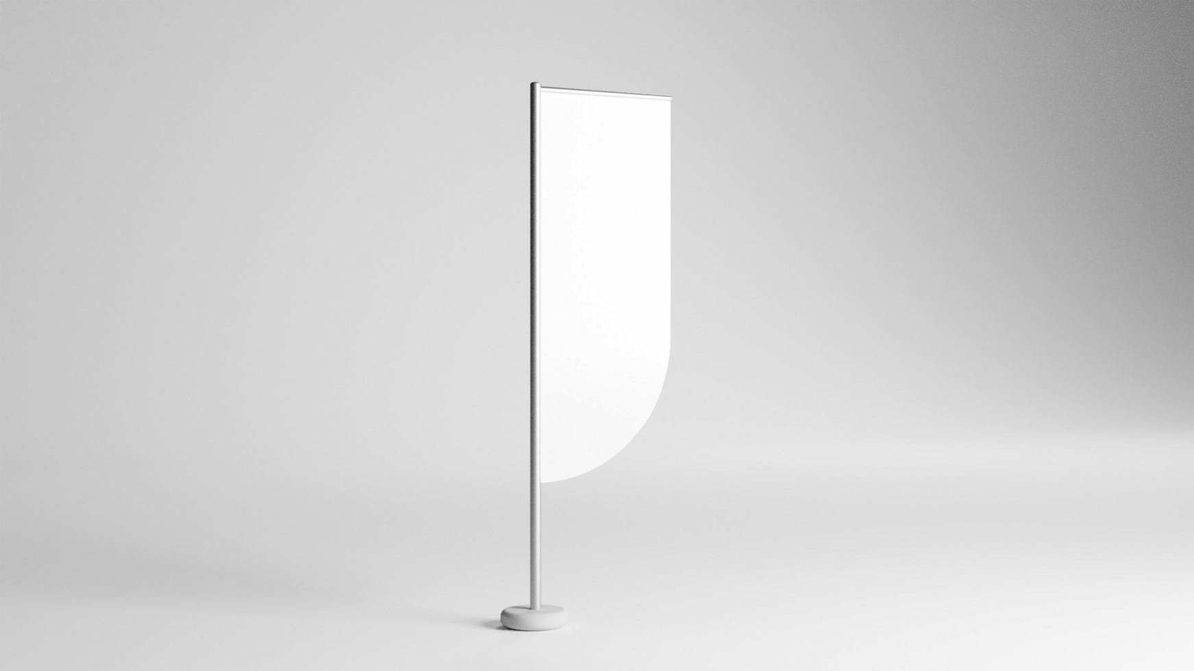 A white flag stands on a gray background psd