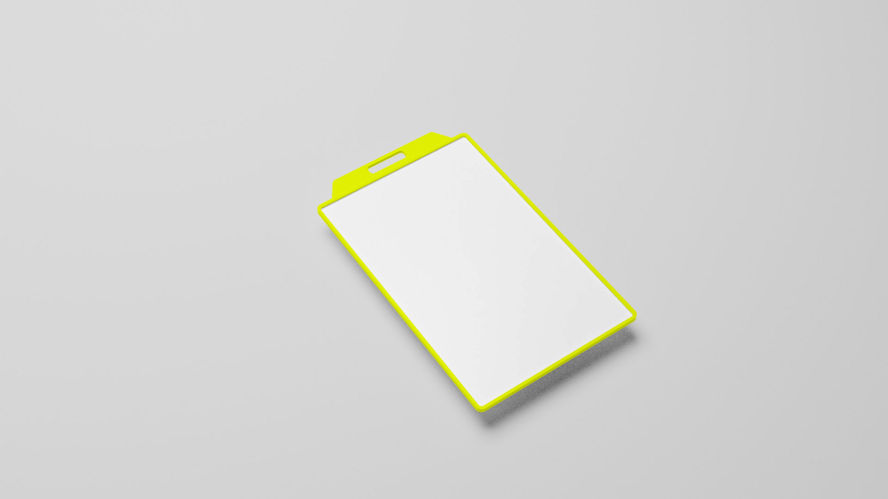 A blank white card with yellow edges on a gray background psd