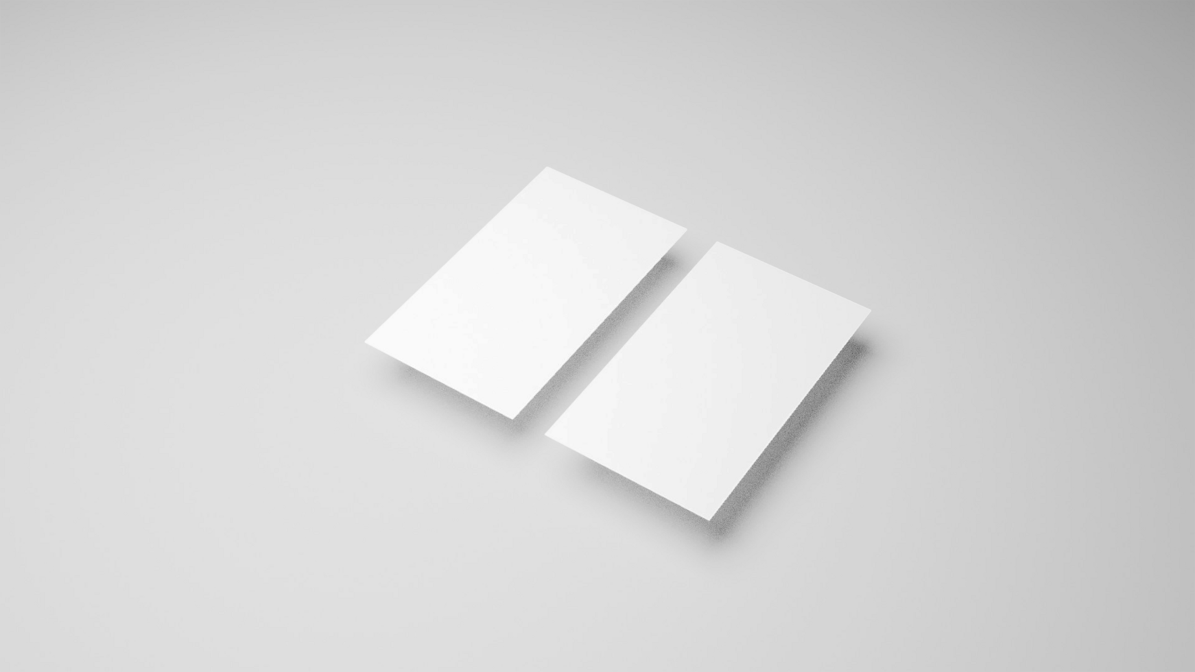 Two white paper squares on a gray background psd