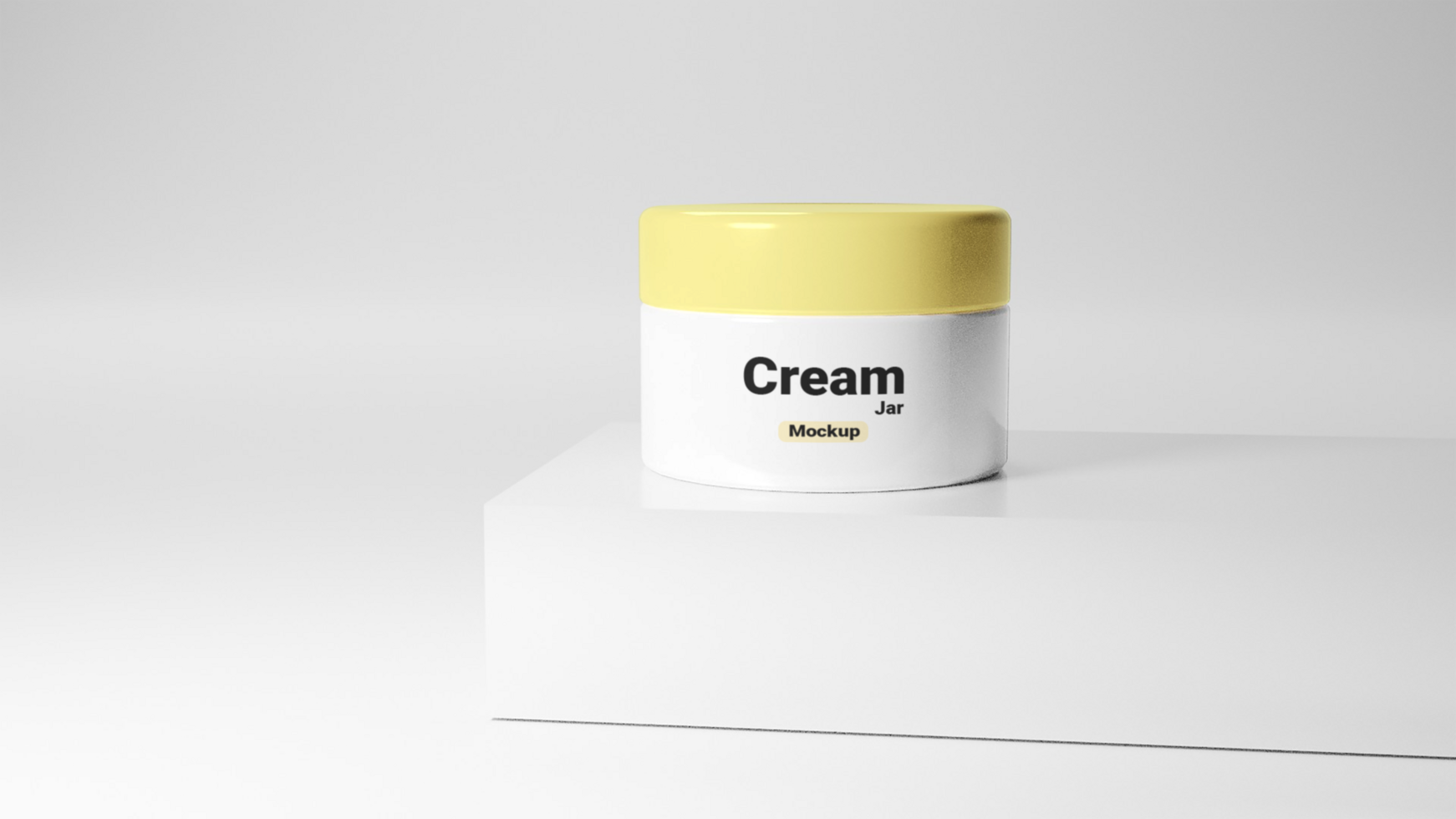 A jar of cream on a white block psd