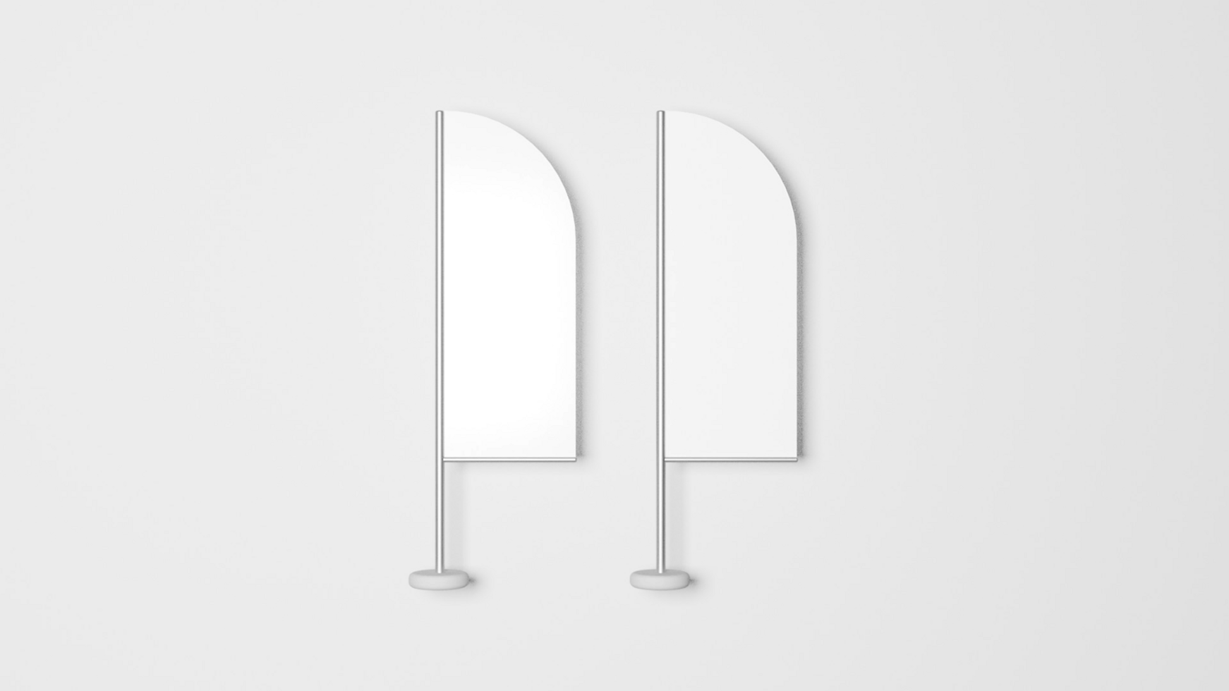 Two white flags on a white wall psd