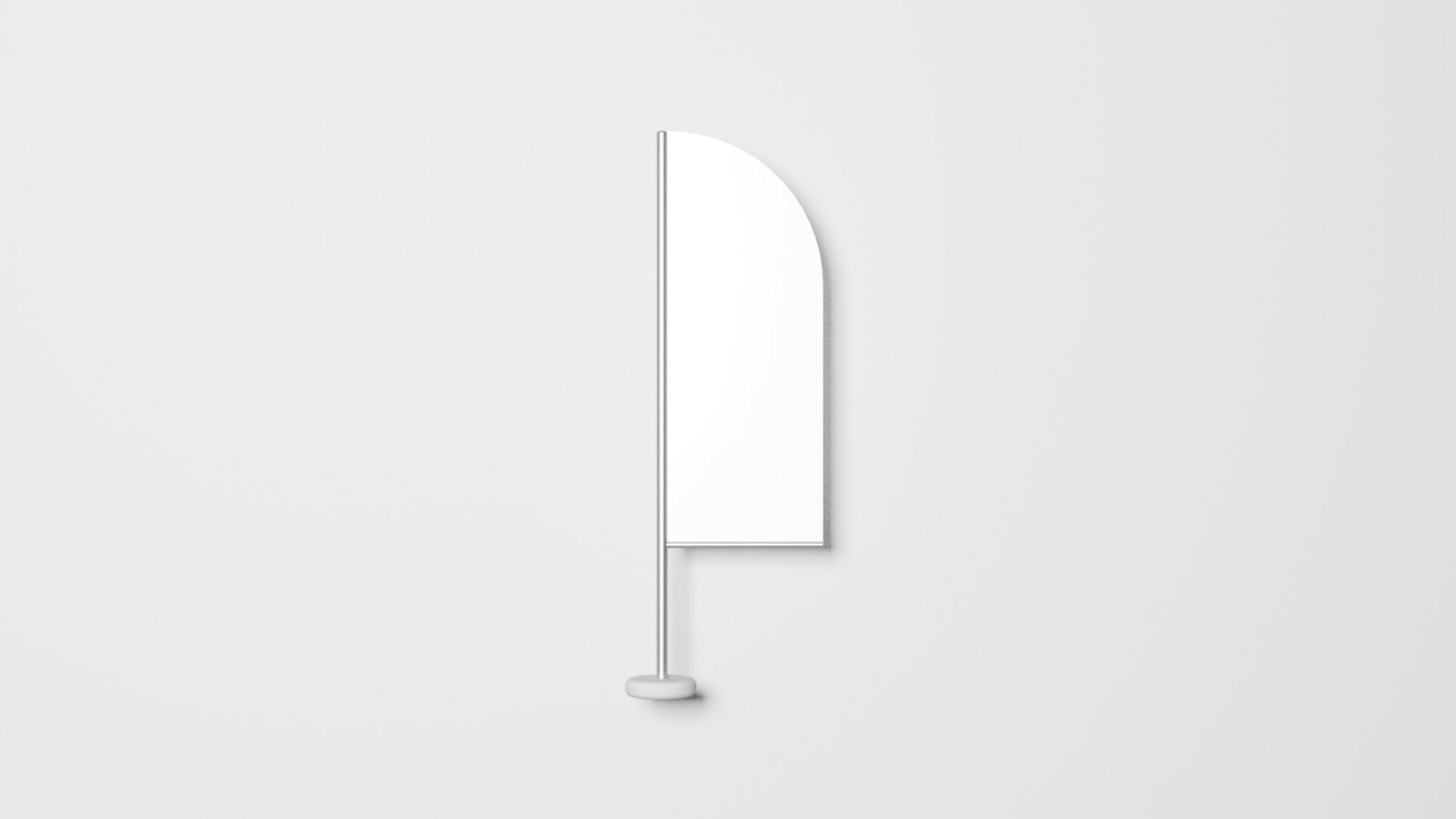 A white flag on a wall with a white pole psd