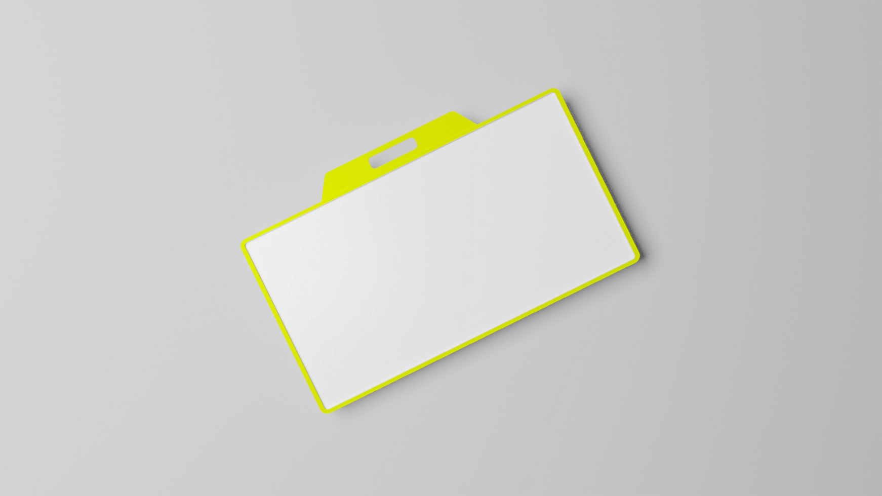 A yellow and white blank piece of paper hanging on a wall psd