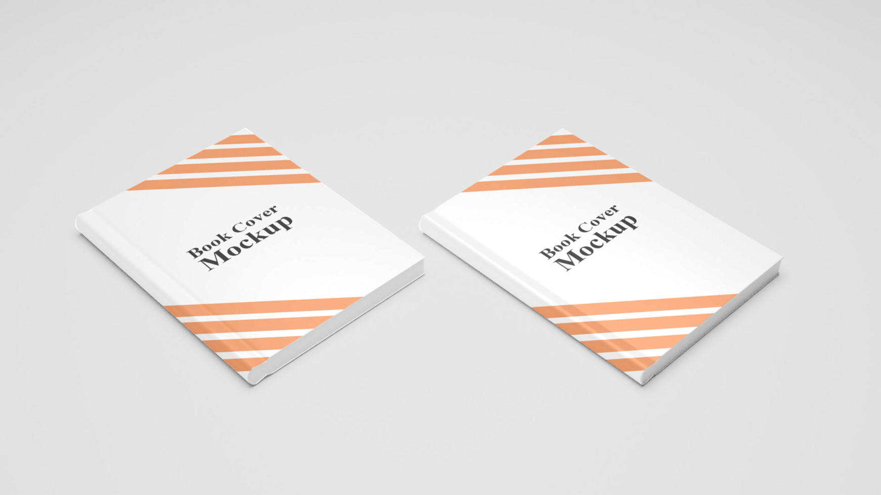 Two books with orange and white stripes on them psd