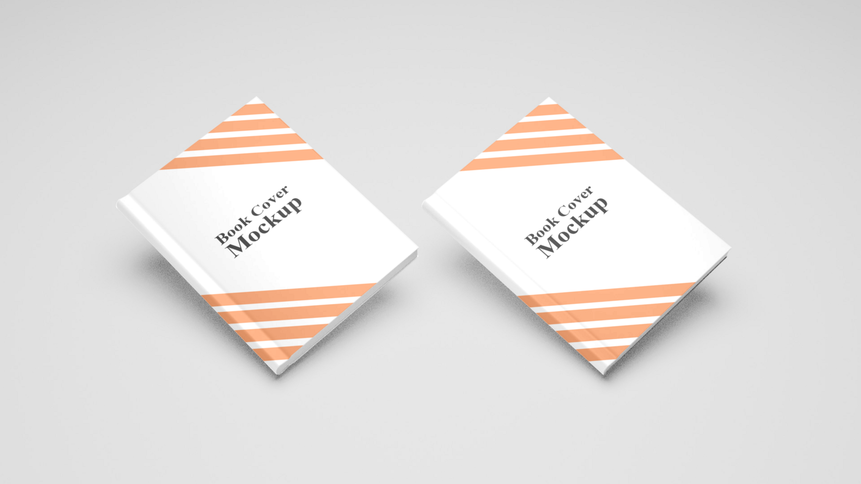 Two orange and white paper bookmarks on a gray background psd
