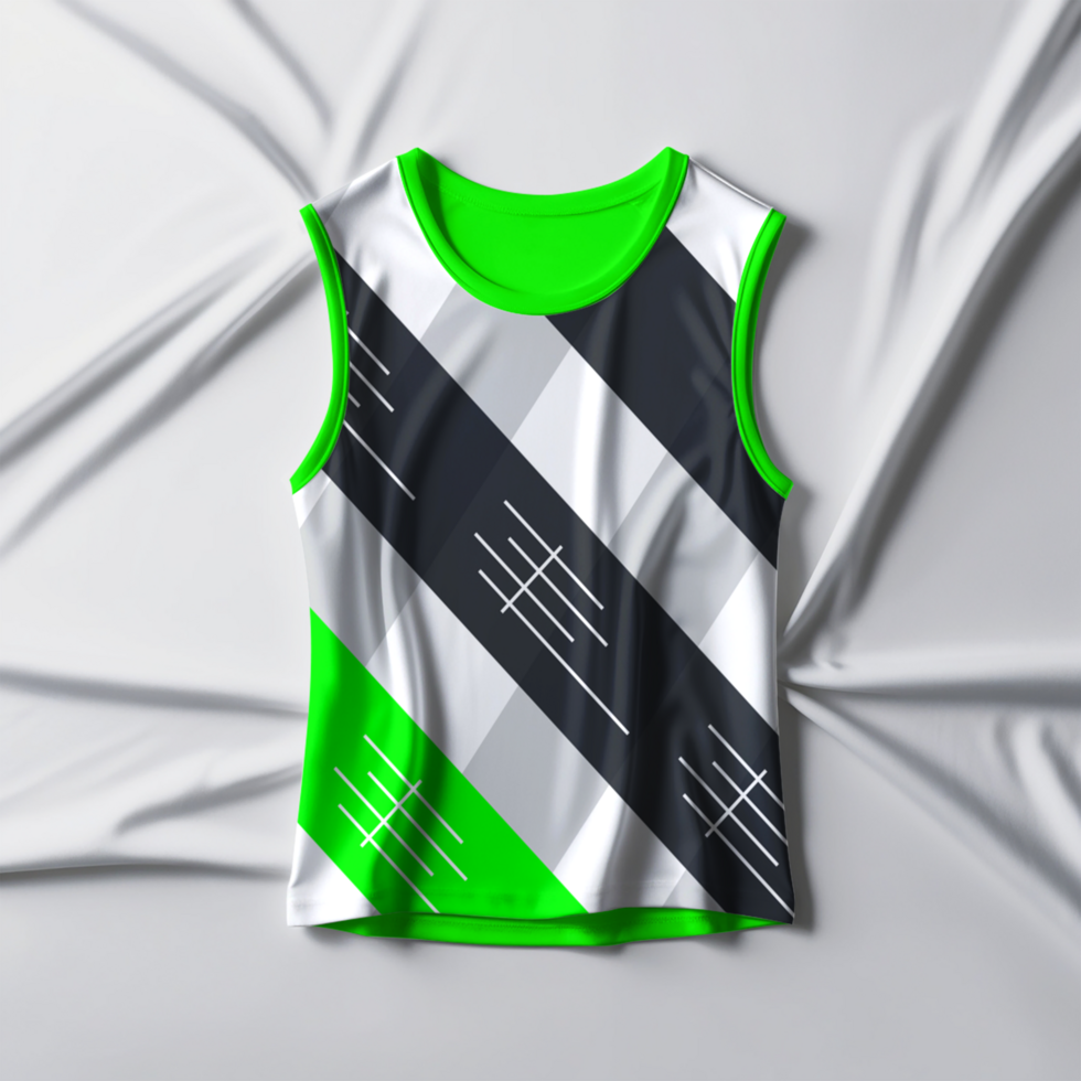 A green and black tank top with a white background psd