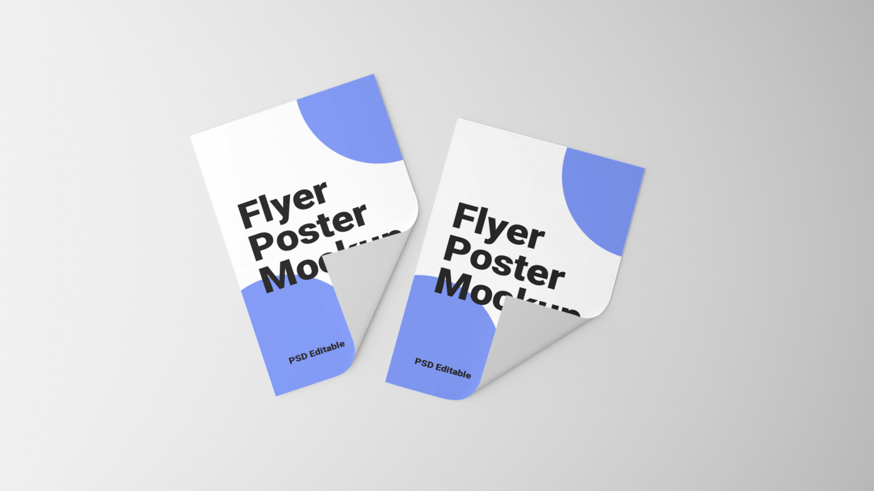 Two folded paper posters mockup on a white background psd